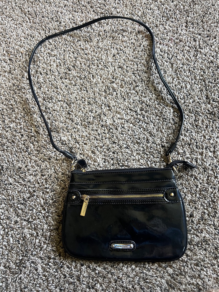 Anne Klein Black Patent Crossbody Bag